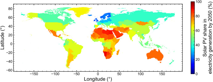 Доля солнечной энергетики в 2050 году